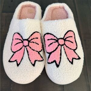 Cozy Slippers with Pink Bow